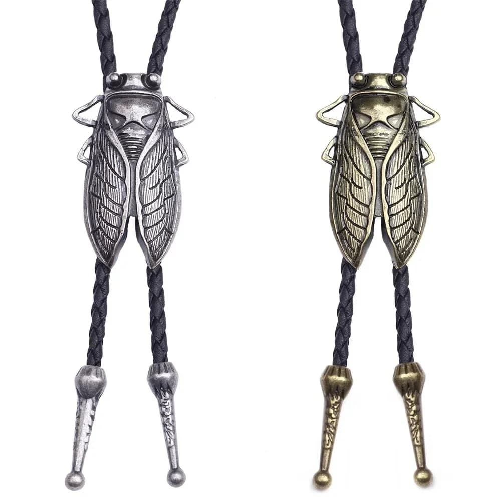 Collier pendentif en ULen cuir pour hommes, cigale en métal, Bolo aught rétro, cravate de la présidence, collier de chemise, nœud papillon, accessoires de cowboy, bijoux à la mode