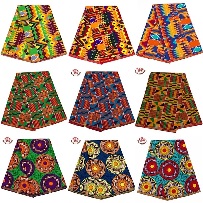 BintaRealwarn-Tissu Africain en Coton Doux pour Femme, Matériel de Couture pour Robe de Soirée, Fond Rouge, 6 Yards par Lot, 40FS1400