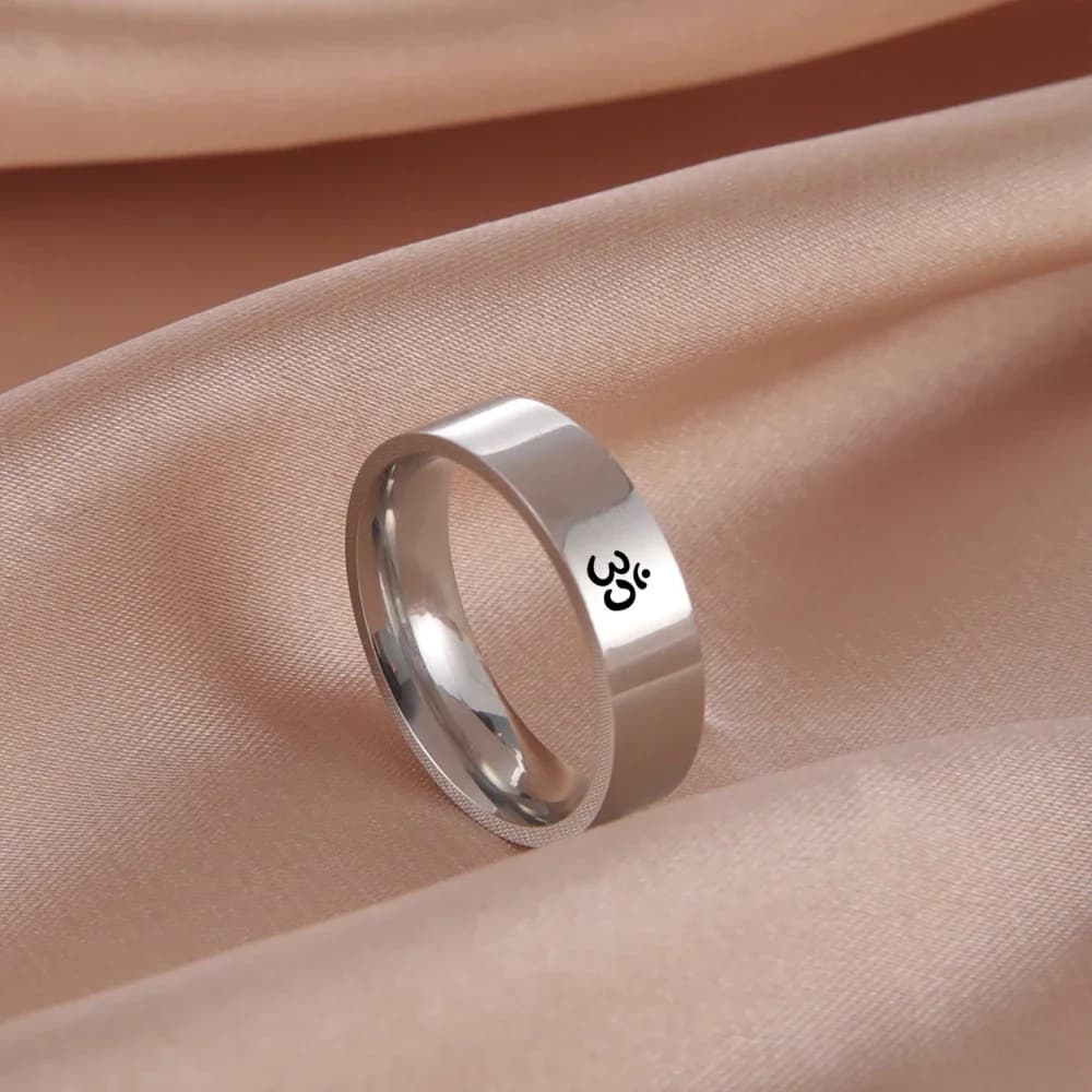 COOLTIME bouddhisme indien Yoga anneaux pour hommes en acier inoxydable indien Yoga Om bague amulette bijoux cadeau en gros 2026