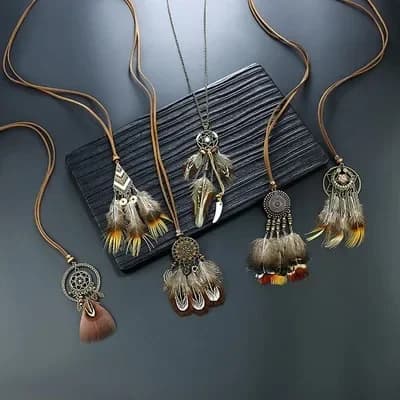 Collier Ras du Cou Bohème Ethnique pour Femme, Long, Plume de Rêve, Module Attrape-Rêves, Pendentif Pampilles, Bijoux, Accessoires, Nouveau, 2021