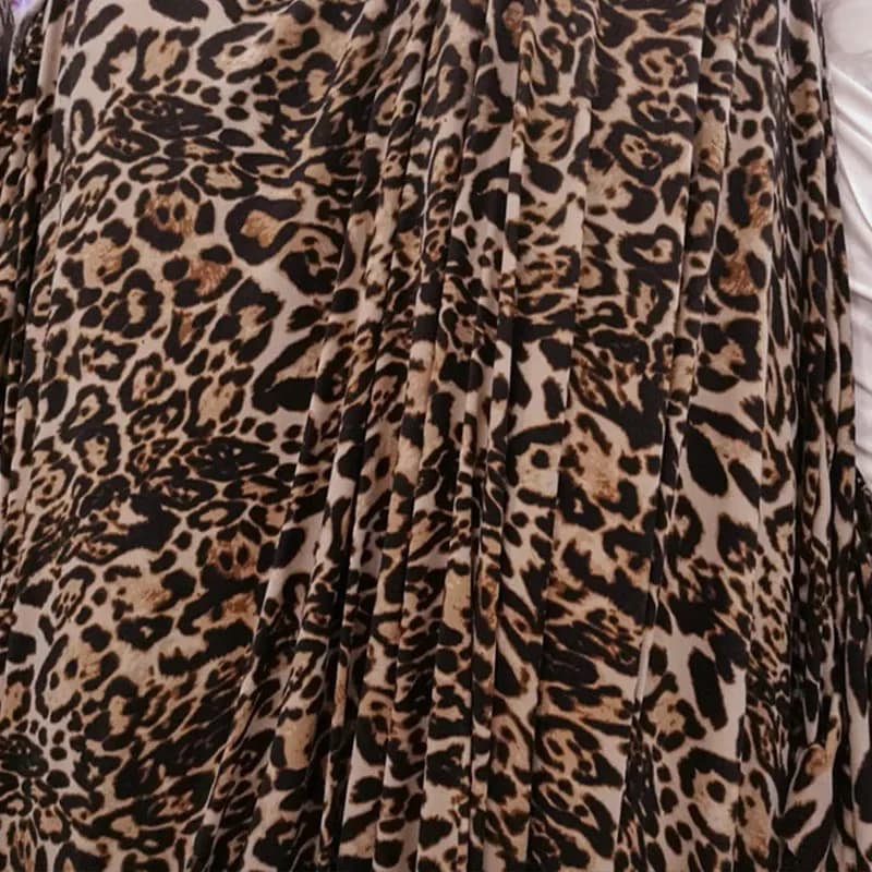 Bon, 4 voies élastique, tissu imprimé motif léopard marron, bricolage, couture, robe pour femmes, pantalons serrés, tissu tricoté en coton/Spandex en soie de lait