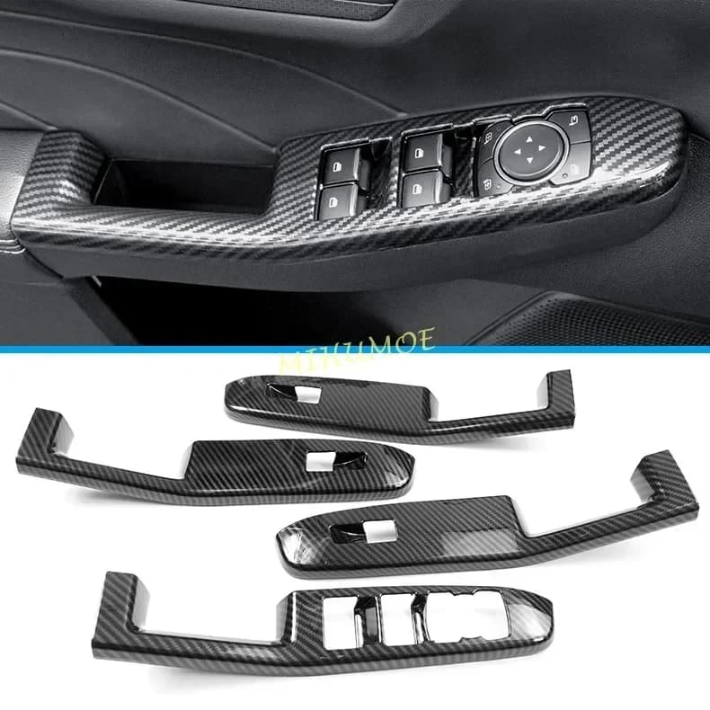 Couvercle de panneau de commutateur de porte et fenêtre en fibre de carbone, garnitures pour Ford Escape Kuga, 2020, 2021, 2022, 2023, 2024, 2025
