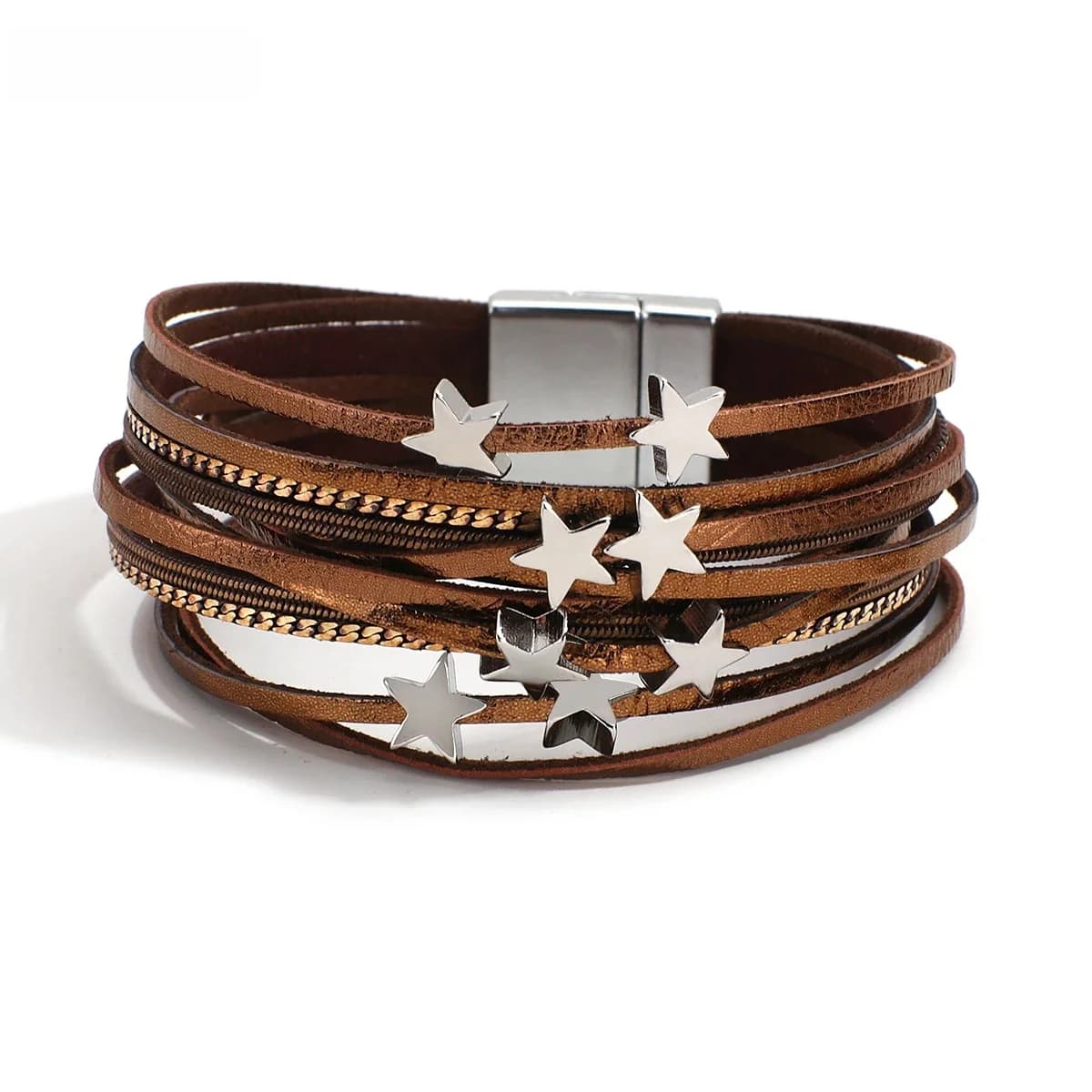 ALLYES multicouche mince bandes étoile charme cuir Bracelets pour femme mode chaîne Wrap Bracelet Bracelet Famale bijoux