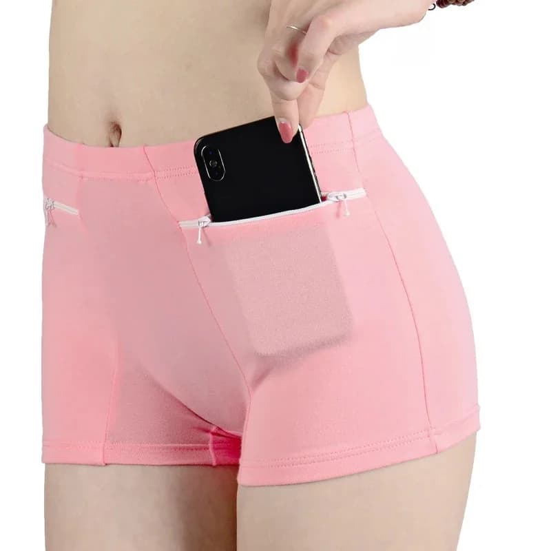 Short de sécurité pour femmes, doux et solide, boxer d'été, sous-jupe, poches zippées, sous-vêtements féminins