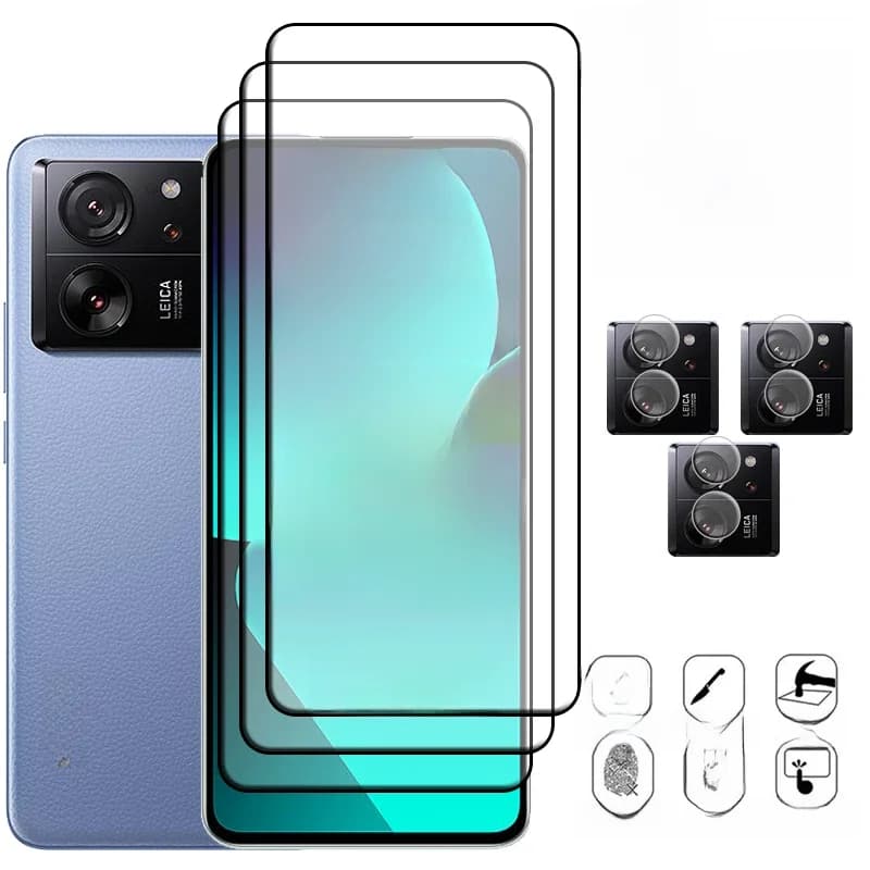 Protecteur d'écran 6 en 1, pour Xiaomi 13T Pro, verre trempé, couverture complète, Mi 11T 12T 13T Pro 11 12 Lite 13