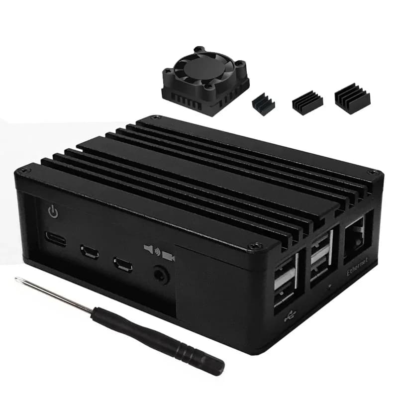 Châssis en Aluminium avec ventilateur de refroidissement pour Raspberry Pi 4 modèle B