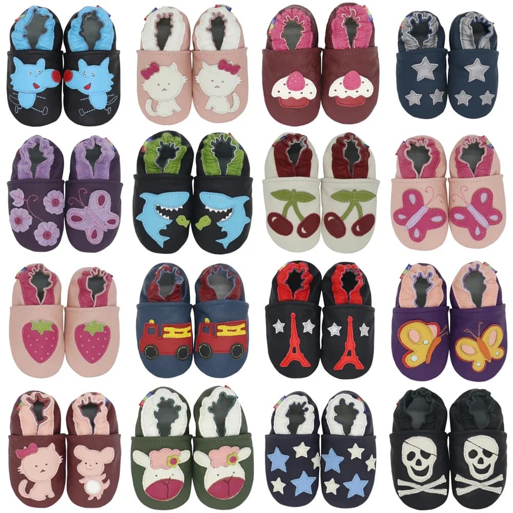 006Carozoo beaux Styles bébé pantoufles garçons premier marcheur chaussures en cuir de vache Bebe chaussures Prewalker pour fille