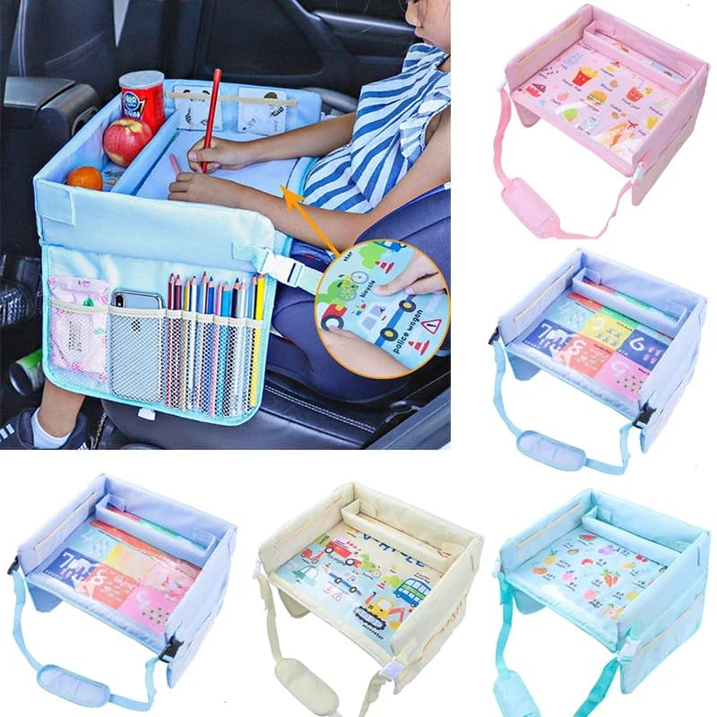 Table de Jeu Étanche pour Siège de Voiture, Siège de Voyage, Sécurité, Jouets Snacks, Porte-Gobelet, Poussette pour Bébé et Enfant