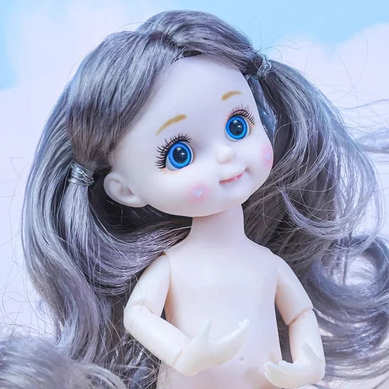 Nouvelle poupée BJD miniature de 16 cm, corps nu, 13 articulations mobiles, poupée bébé fille, grands yeux 3D, magnifique poupée jouet à personnaliser avec vêtements et accessoires, poupée 1/12