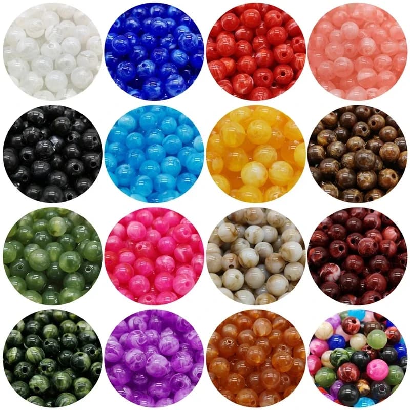 6 8 10 mm Imitation pierre ronde perles acryliques effet nuages accessoire de vêtement