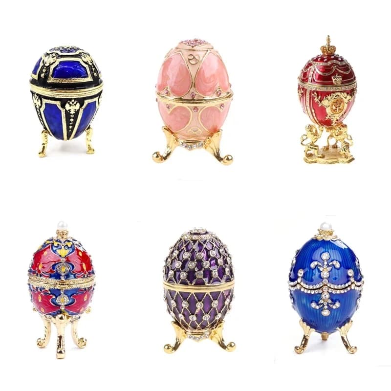 Série feuille verte Faberge-oeuf, coffret à bijoux peint à la main, cadeau Unique pour décor de maison de pâques à collectionner