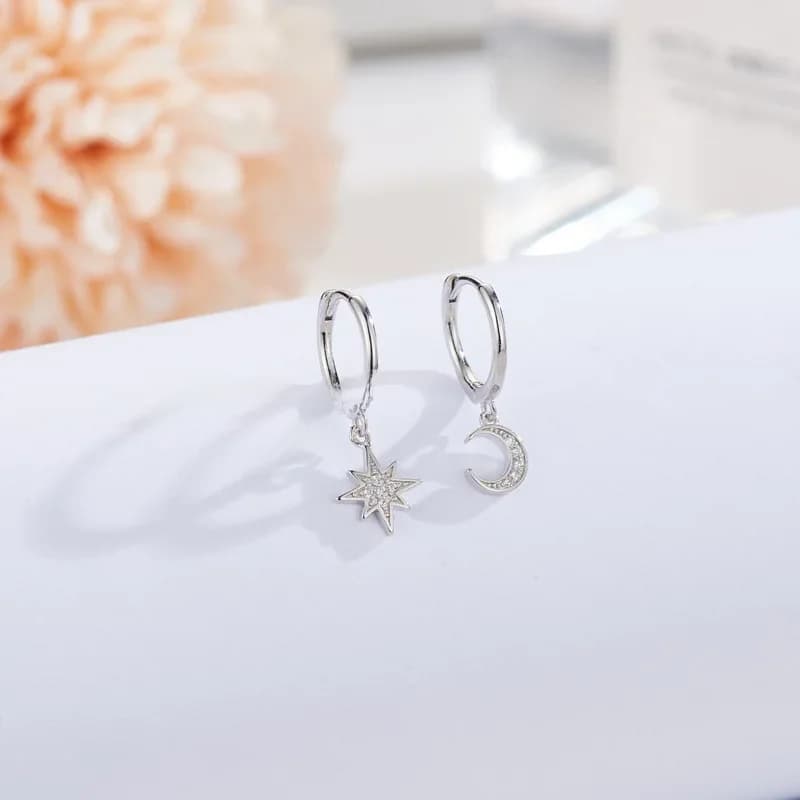 REETI – boucles d'oreilles en argent Sterling 925, étoile, lune, Zircon, pour femmes