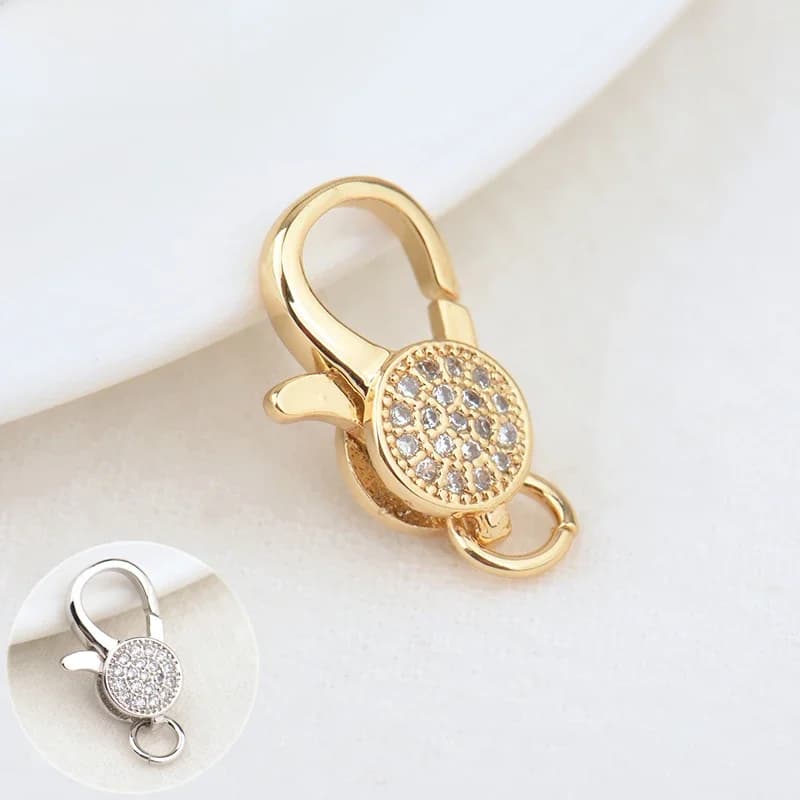 (3280)2 pièces 11x15.5MM 24K couleur or laiton avec Zircon collier Bracelet connecteur fermoirs haute qualité bijoux à bricoler soi-même faisant trouver
