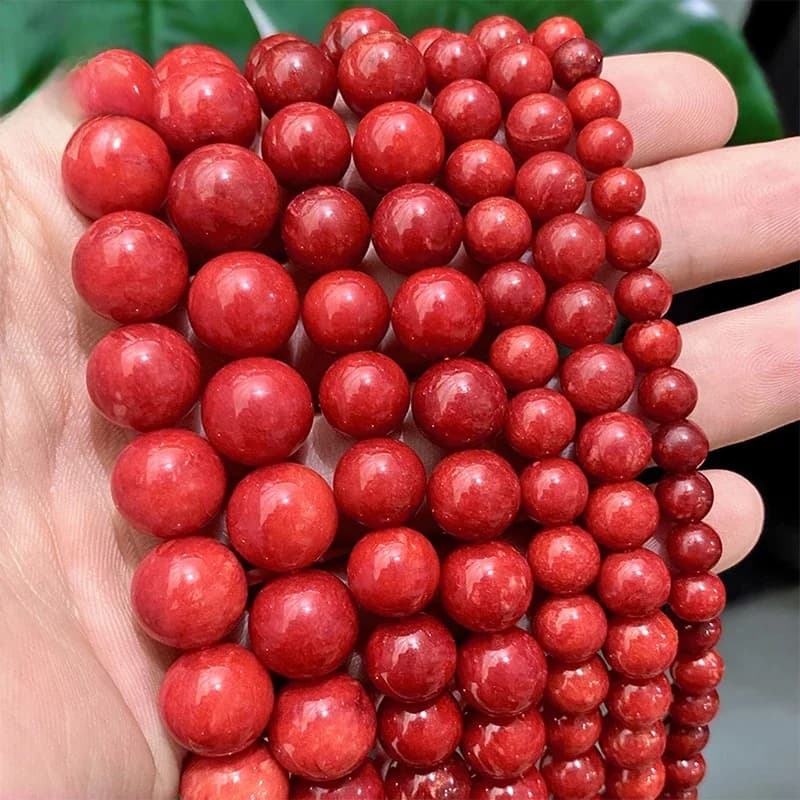 Pierre naturelle lisse, jaspe rouge, calcédoine pour la fabrication de bijoux, perles rondes, perles d'espacement amples, 6/8/10/12mm, Bracelet à bricoler soi-même, fil de 15 pouces