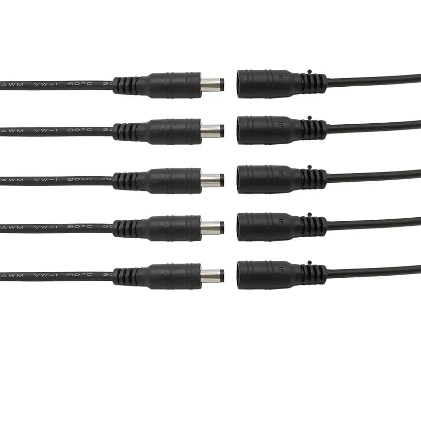 5/10 pièces noir 5.5x2.1mm prise cc connecteur câble queue de cochon 12V mâle femelle 5.5*2.1 adaptateur cc pour 5050 3528 LED bande lumineuse
