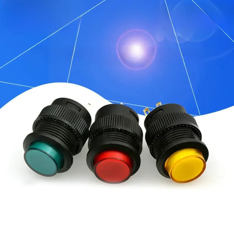 2/10/20 pièces circulaire auto-verrouillage 16MM verrouillage/interrupteur à bouton-poussoir momentané avec éclairage LED 4 broches R16-503