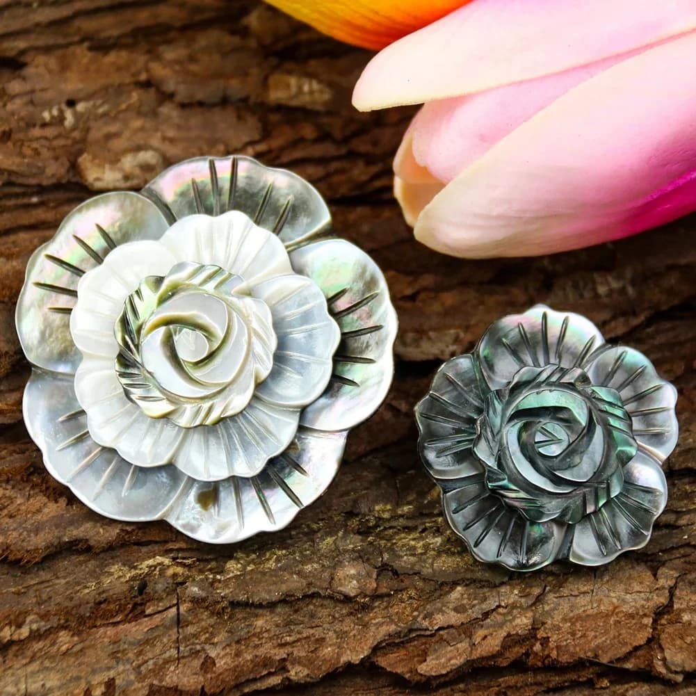 Pendentif en coquillage d'ormeau naturel, fleur 3D, breloques en nacre, coquillage pour bijoux de direction, boucle d'oreille bricolage, accessoires de collier, 1PC