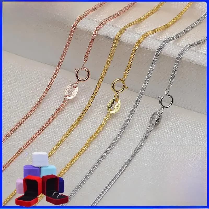 100% pur S925 argent 18K plaqué or chaîne collier pour femmes or blanc or Rose or Chopin lien cou Collares cadeau d'anniversaire