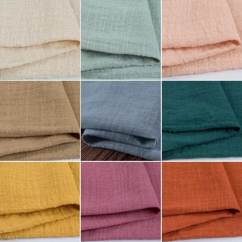 Tissu lin gaze de coton uni pour la couture, tissu mousseline doux, parfait pour les vêtements des femmes et doublure de rideaux, au mètre