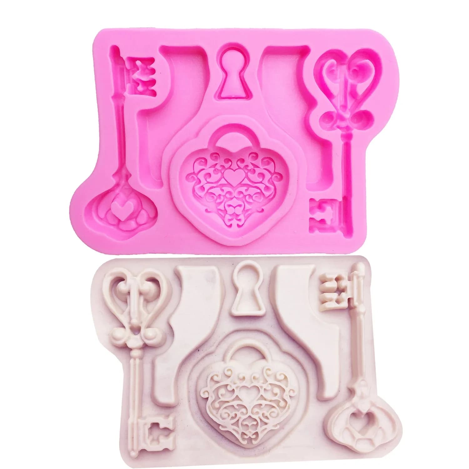 Moule en silicone avec serrure en forme de clé d'amour, pour fondant, outils de décoration de gâteaux, de cuisine, Sugarcraft, M0712