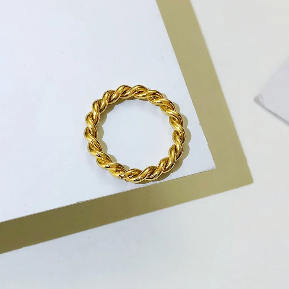 Bague torsadée tressée de 3mm pour femmes, en acier inoxydable, couleur or, corde torsadée, bande empilable infini, bijoux de mariage