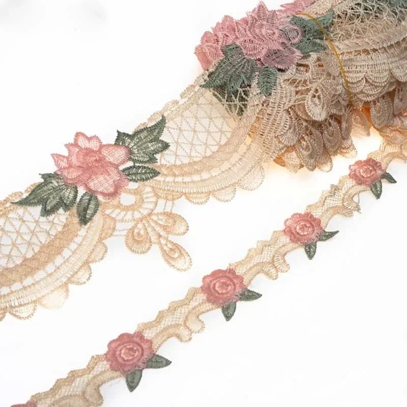 1 Yard de ruban de dentelle rose brodé pour la confection de jupes, rideaux, sacs et accessoires de couture et de réparation