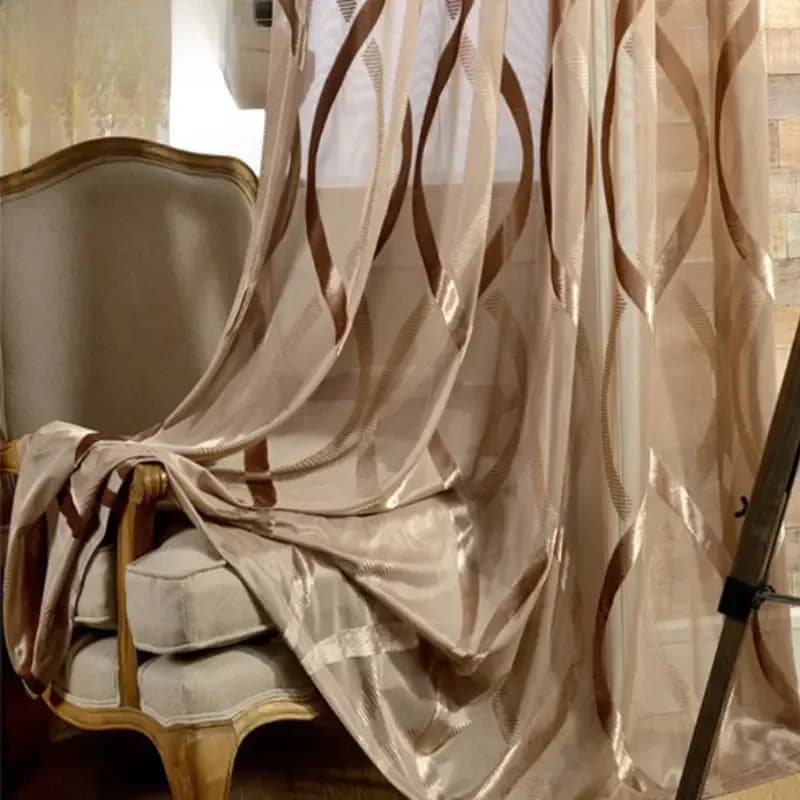 Rideaux rayés ondulés en tulle blanc brillant pour salon, décoration moderne solide pour balcon, traitements de fenêtre Tyys
