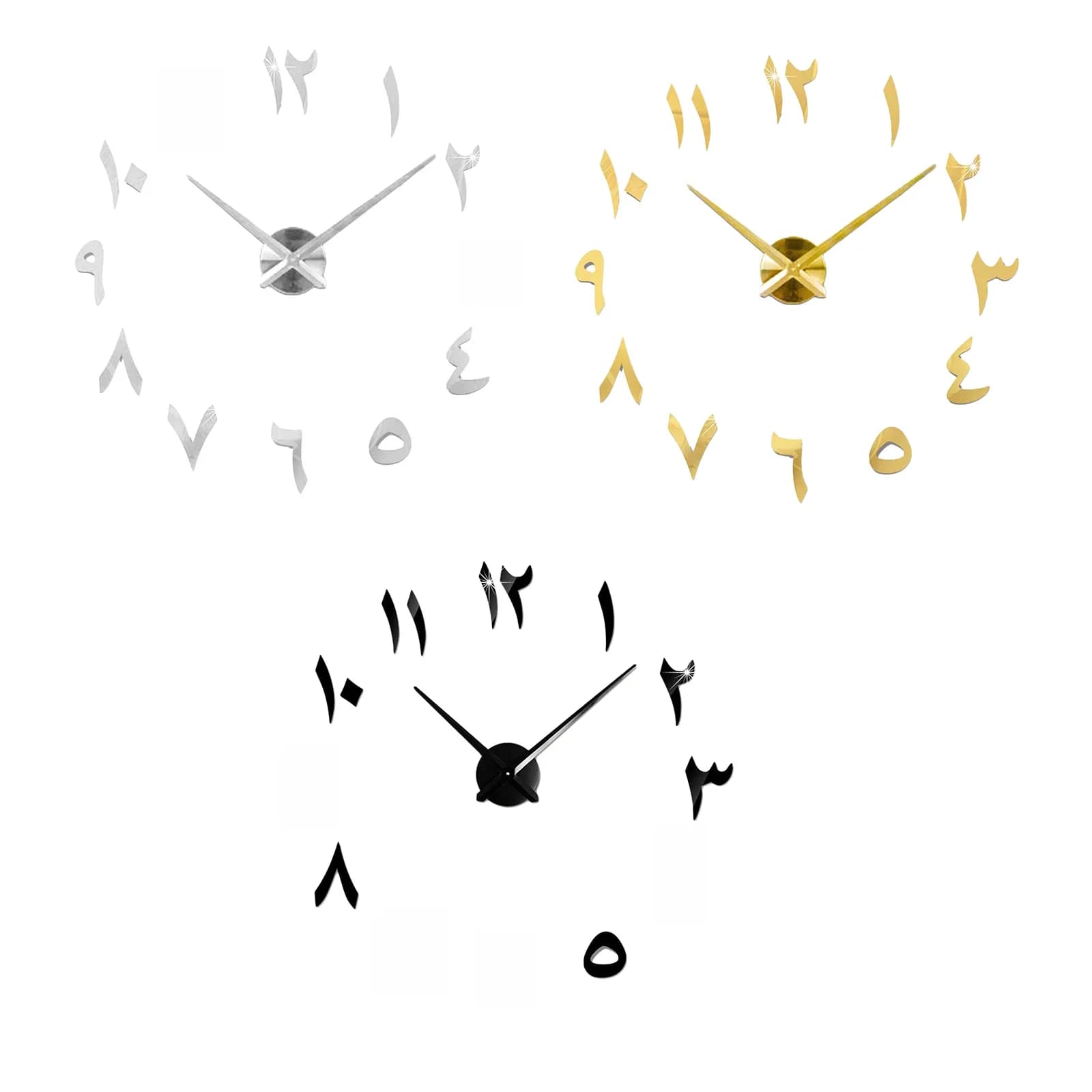 Horloge murale 3D DIY, grande horloge autocollante murale, autocollant d'horloge murale en acrylique, décor d'horloge murale miroir pour salon, bureau, chambre à coucher