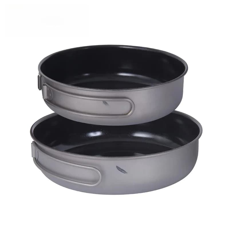 Boundless Voyage-Poêle à frire antiarina en titane avec poignée pliante, poêle à pique-nique de camping, plaque de cuisson, assiette, bol à vaisselle