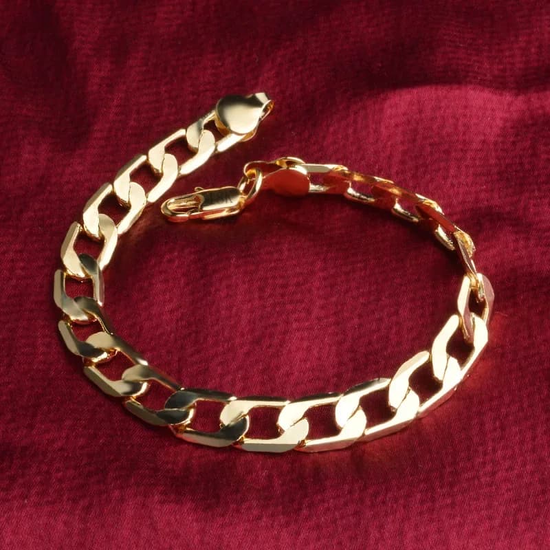 Joaillerie fine en or 18 carats pour homme et femme, bracelets à breloques, argent regardé 925, 8mm, géométrie, 20cm, mode, mariage, cadeaux de Noël