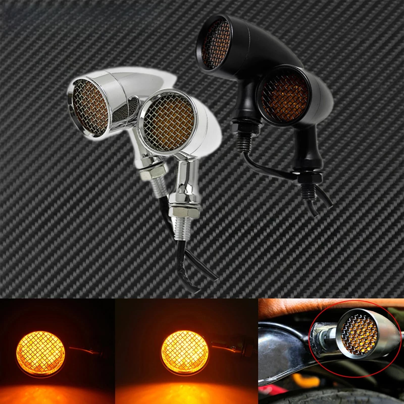 Feu clignotant rétro à 2 LED pour motos, feu de stop, coque métallique, pour Harley, Chopper, Bobber, Cafe Racer