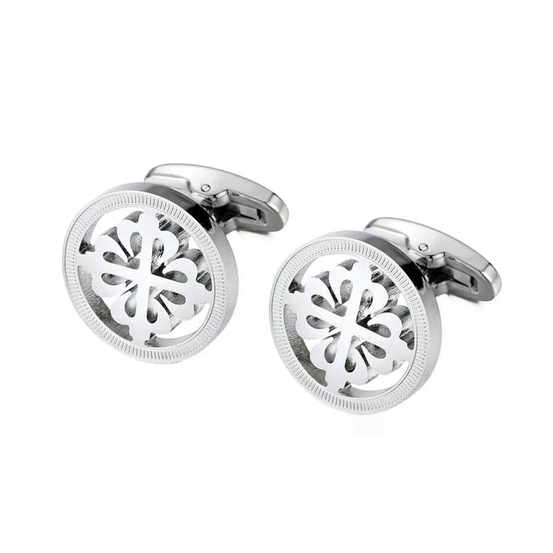 Lepton – boutons de manchette ronds en acier inoxydable pour hommes, couleur argent, cadeau de mariage, marié, Business