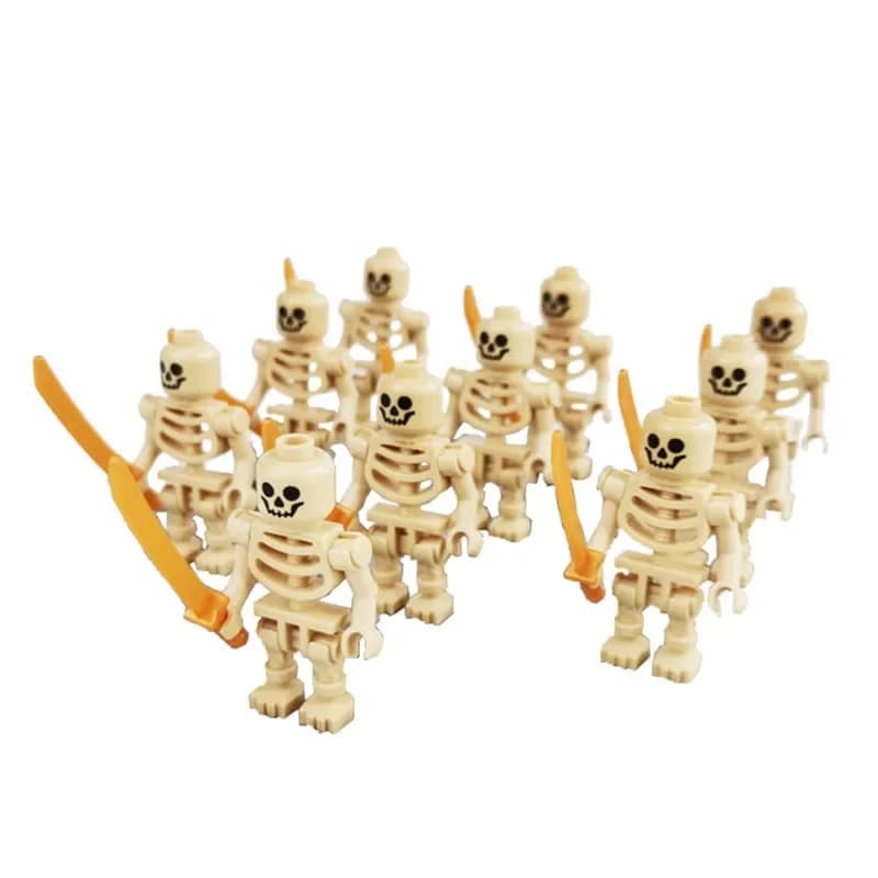 Blocs de construction de château de Pirates des caraïbes, bras droits, squelette Ninja, figurine solide sans plaque de base, 10 pièces