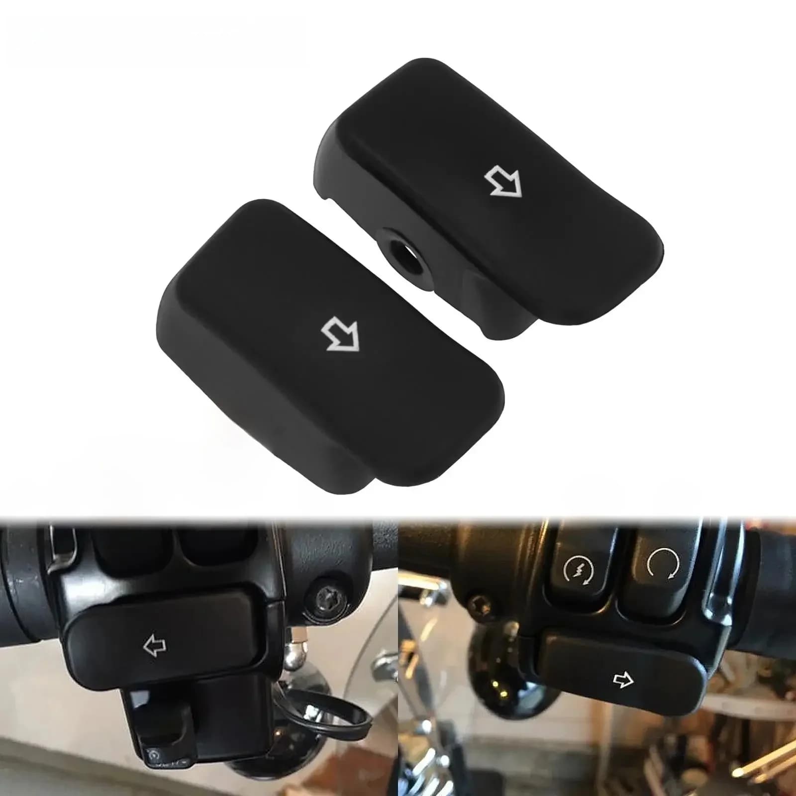 Capuchons d'extension de commutateur de clignotant de moto, couvercle de bouton étendu noir pour Harley Softail Breakout Slim FLS FLST FXD FXST