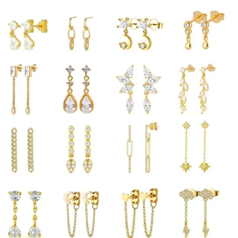 Boucles d'oreilles en argent Sterling 925 pour femmes, aiguille exquise, chaîne à pampilles en Zircon, Piercing goutte d'or, bijoux féminins INS