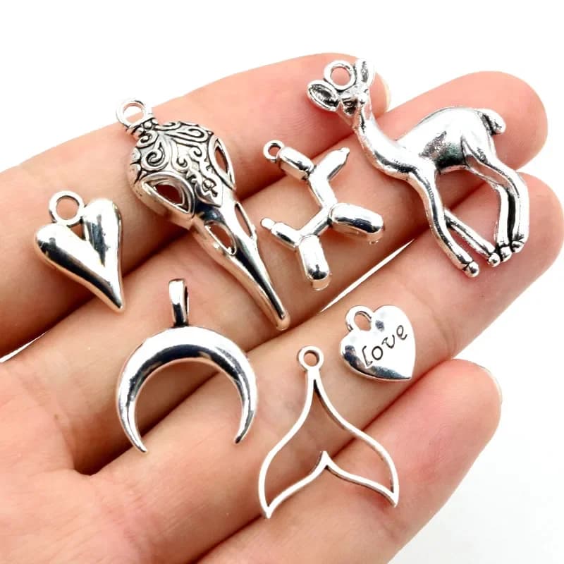 Nouveau Fashipn Antique Argent Plaqué Lune Oiseau Coeur Cerf Chrams Alliage Métallique Pendentif BRICOLAGE Charmes DIY Bijoux Faisant Des Résultats