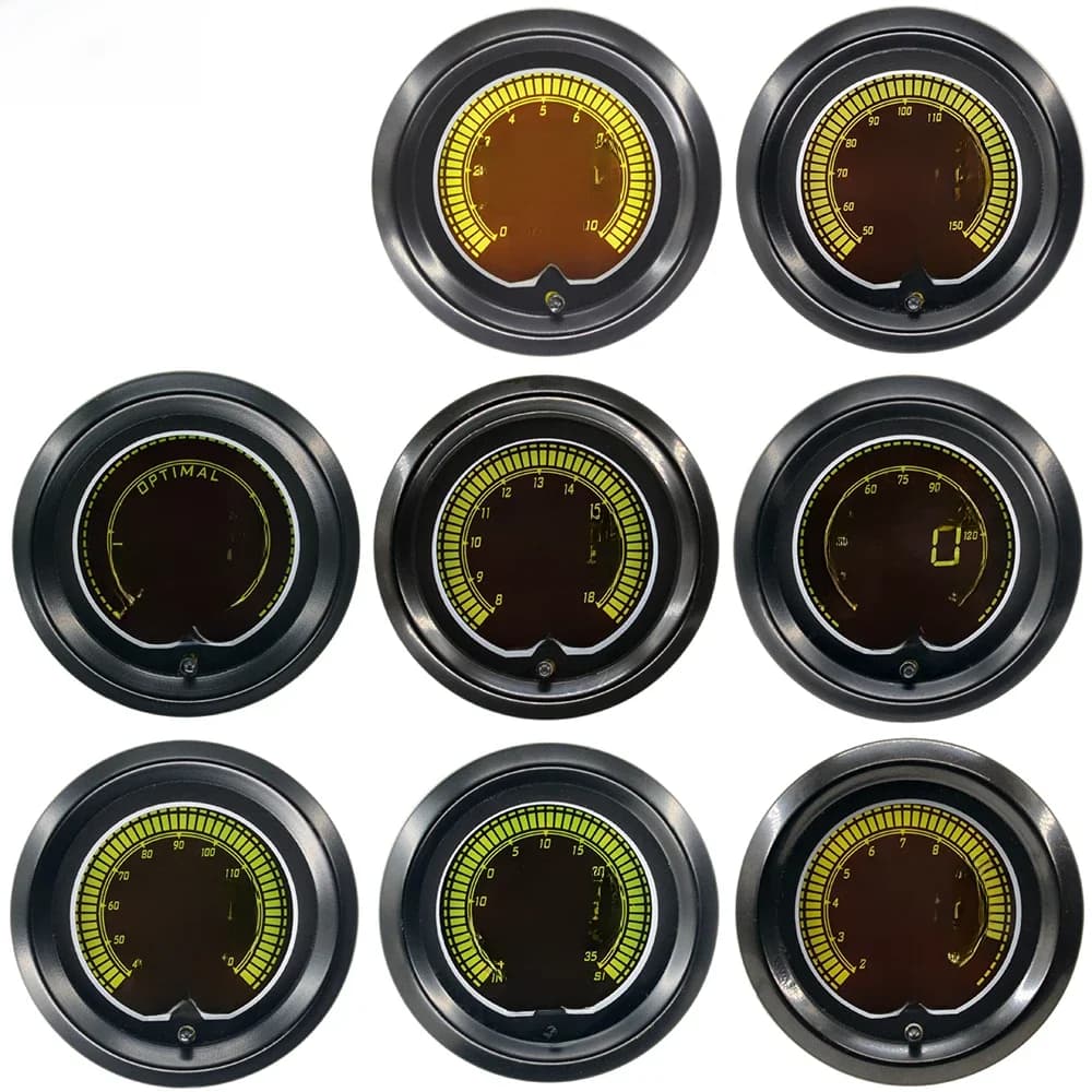 52mm numérique Lcd 7 couleurs lumière Auto voiture Boost température de l'eau jauge de température d'huile tachymètre de pression Volt Air carburant gaz RPM mètre