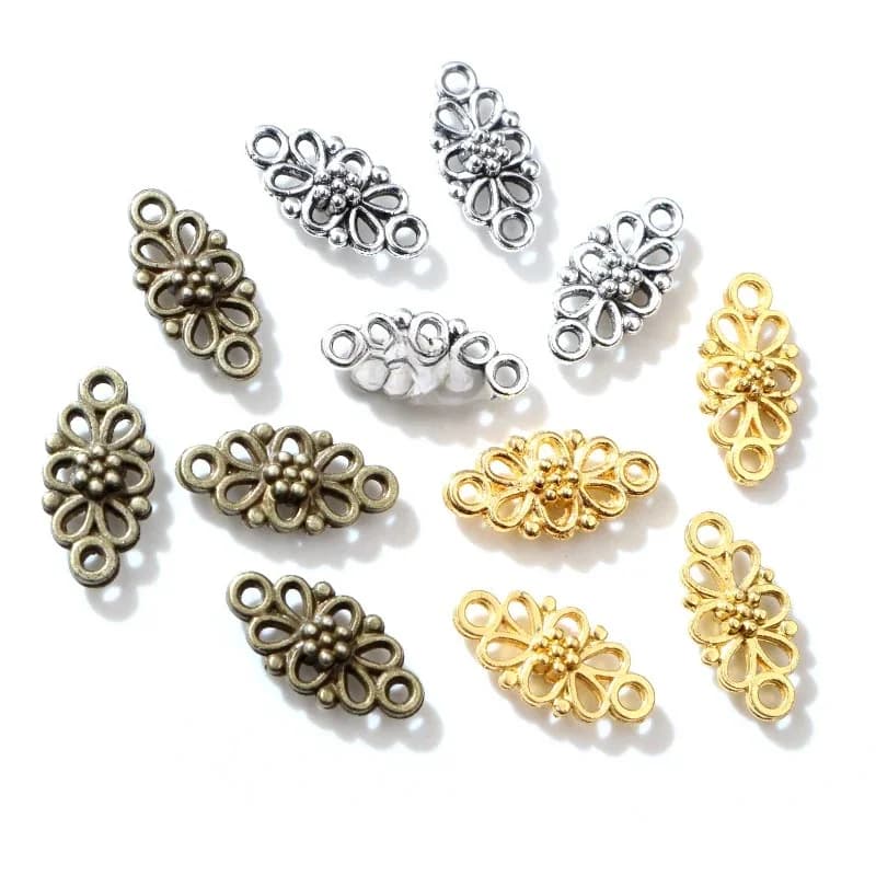 30 pcs/lot 16x8mm Antique Argent Plaqué Bronze Fleur Style Connecteur Charme Pendentif Fournitures Bijoux BRICOLAGE Conclusions