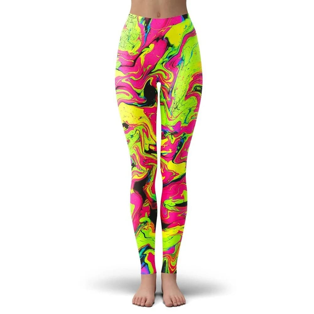 Leggings de Style Ta édélique Coloré pour Femme, à la Mode, Peinture Imprimée en 3D, Sexy, artificiel astique, Slim, DDK24
