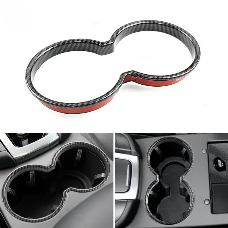 Autocollant de cadre de couverture de garniture de support de verre d'eau centrale de Texture de Fiber de carbone de voiture pour Porsche Macan 2014 2015 2016 2017 2018 2019 2020