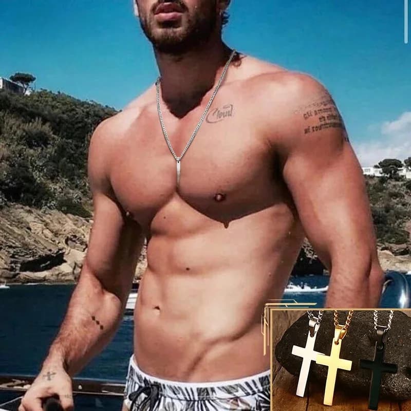 Vnox collier homme croix classique de base pour, bijoux minimaliste avec pendentif de foi chrétien en acier inoxydable, cadeau de prière pour lui