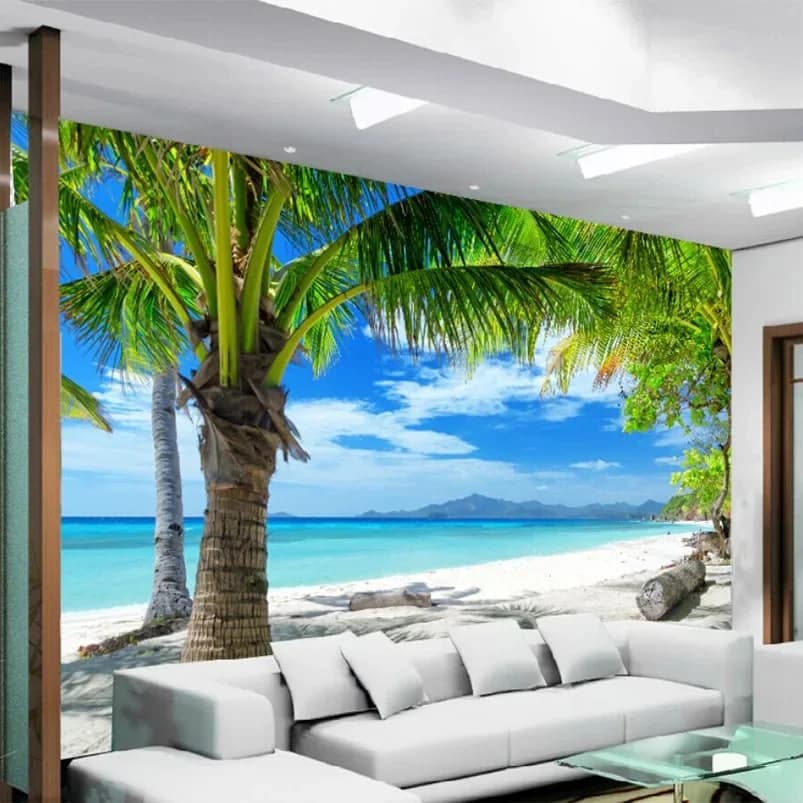 Personnalisé 3D Mural méditerranéen moderne minimaliste mer plage noix de coco peinture murale canapé salon TV fond Photo papier peint
