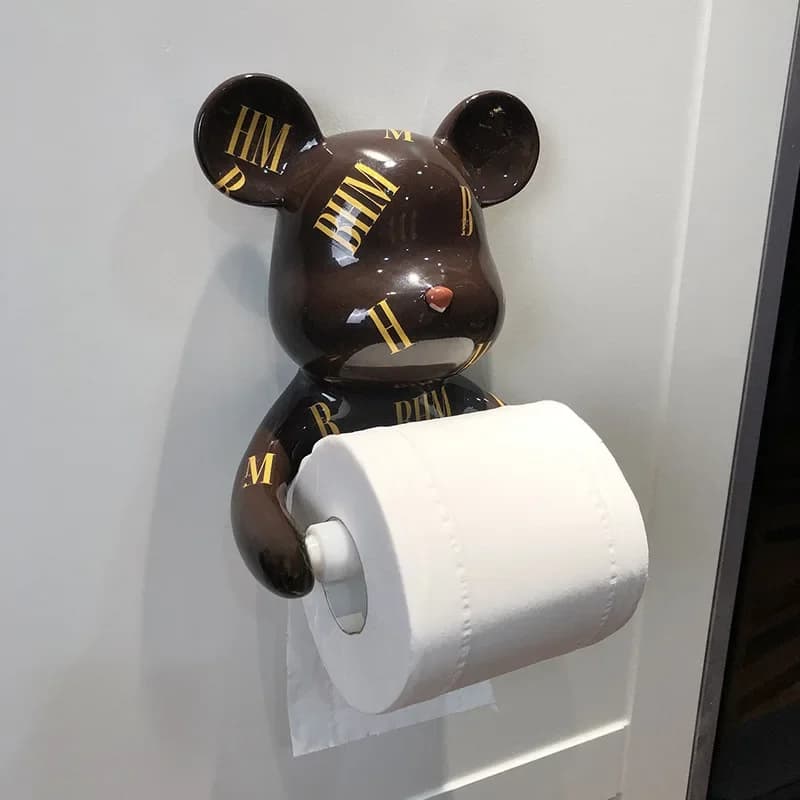 Porte-serviettes en rouleau d'ours violent de luxe, lumière créative, Tube de papier, cuisine, salle de bains, tenture murale, sans poinçon, multifonctionnel