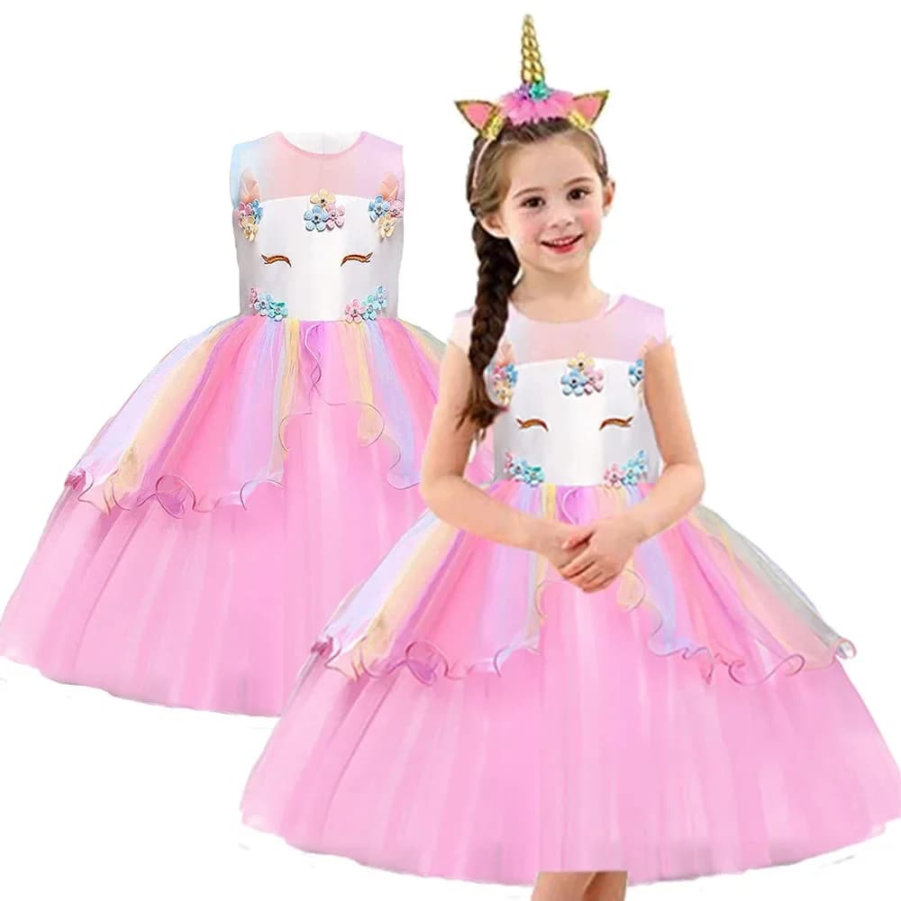 Robe de Rhà motif floral pour petite fille, tenue de princesse élégante, costume de fête, pour enfants, 2024