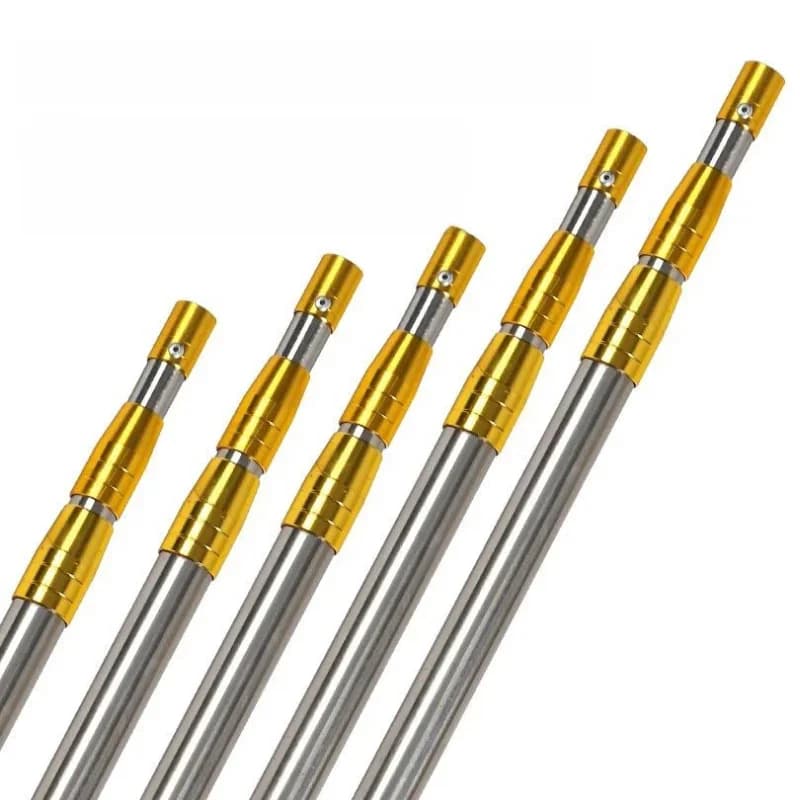 Canne à pêche télescopique en acier inoxydable avec anneau de tête de 1,5 m/1,7 m/1,9 m/2,1 m/2,5 m, lance de pêche à cinq griffes, filet de pêche, outil de pêche extérieur