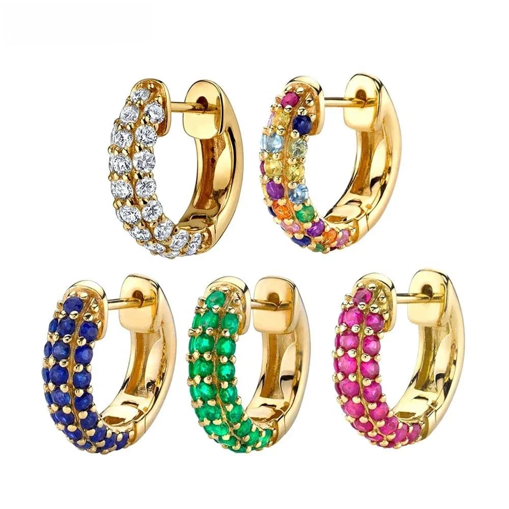 Boucles d'oreilles créoles en argent regardé 925 pour femmes, boucles d'oreilles piercing cercle, bijoux en cristal pavé, cadeaux de fête, luxe, CZ