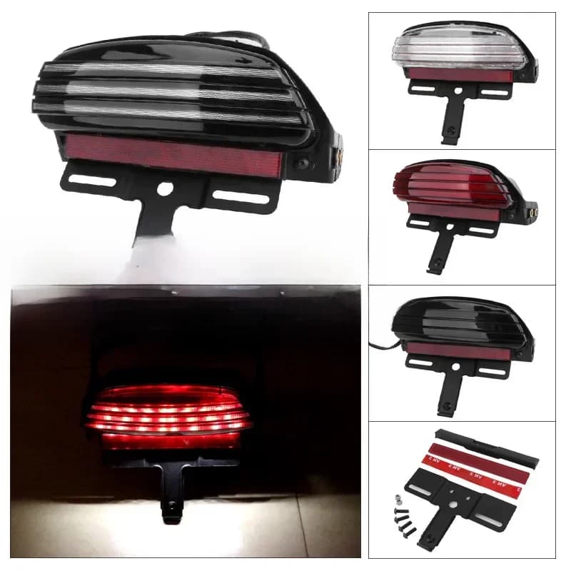 Support de plaque d'immatriculation pour Harley Dyna Fat Bob Softail 2006 – 2015, feu arrière de garde-boue à trois barres LED pour moto