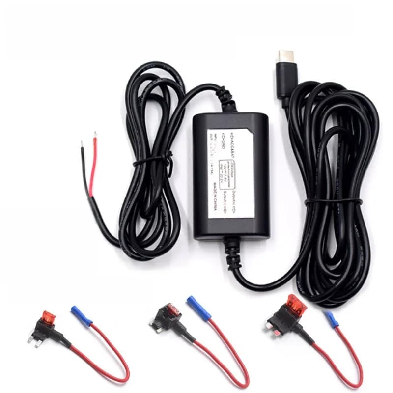 Kit de câblage direct pour caméra embarquée 5V 2A, caméscope de voiture, DVR, câble d'alimentation avec mini micro USB Type-C, 3,1 mètres, charge automatique