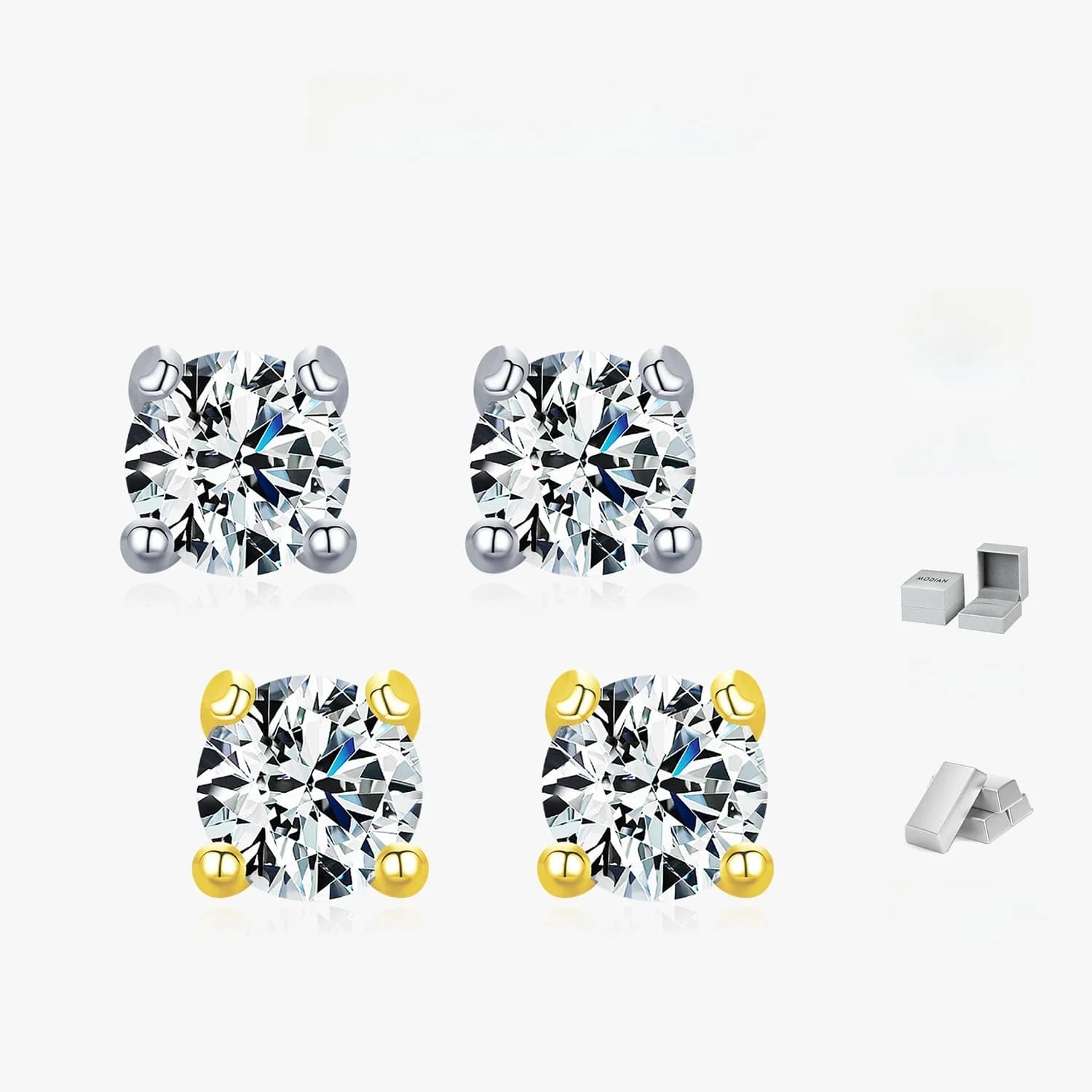 Modian Moissanite pierre précieuse clair D couleur 925 en argent Sterling petites petites boucles d'oreilles éblouissantes pour les femmes de mariage bijoux fins