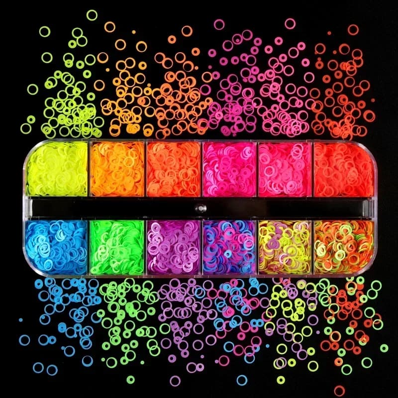 Paillettes à bulles fluorescentes, résine époxy, remplissage de paillettes, tranches de Slime de forme ronde creuse, flocons néon pour Nail Art, remplissage de secoueur en résine